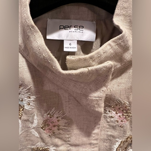Per Se By Carlisle Floral Embroidery Women’s Jacket Beige Size 6 - Picture 2 of 8